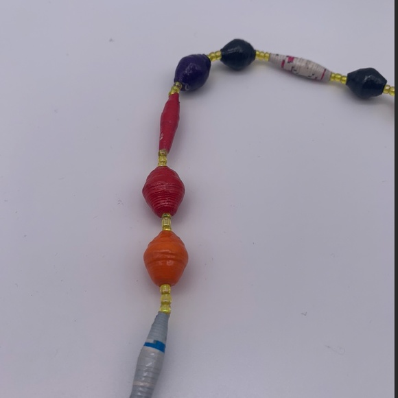 Multicoloured Paper Beaded Necklace - Picture 3 of 3